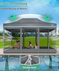 10x15 Heavy Duty Pop Up Canopy Tent With Sidewalls, Waterproof, No Fuss Setup, Mosquito Netting, Instant Outdoor Shelter
