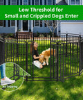 Heavy Duty Dog Playpen 12 Panels 47 Inches High With Solid Iron Crossbars in snowy black, set up in a yard with a dog inside.