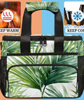 Insulated Picnic Backpack Lunch Bag For Women And Men, Large 12 By 8.7 By 10 Inch Tote with palm leaf design, keeps food fresh