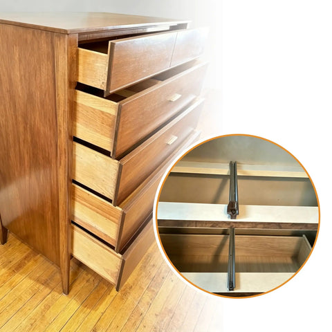 Straight Up Center Track Replacement Drawer Slides Fixed Heavy Duty And Solid As A Rock With Rite Trak I Compatible Reinforced Plastic Dresser Glides No Drama Smooth Glide Repair Kit 10 Sets installed in dresser.