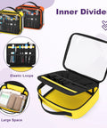 Four Pack Color Coded Clear Zip Pouches For First Aid Kit Organization with elastic loops and large space, yellow pouch shown
