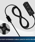 Beefy 9V Guitar Pedal Power Supply With 1.7A Regulated Output Center Negative Tip showing 6.5 ft cable and Velcro tie