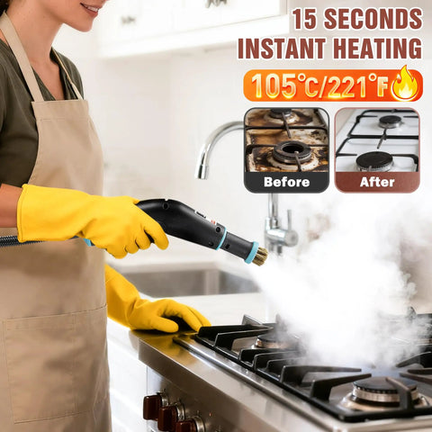 Badass Steam Cleaner Rapid 15 Second Heat Up With 4 Bar Pressure And 6 Adjustments 42 Oz Big Tank cleaning stove with steam.