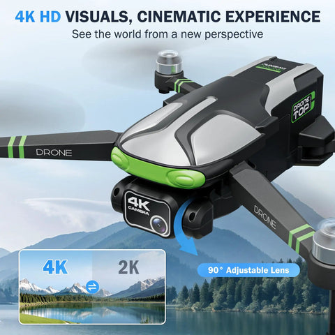 Get That Fresh 4K Drone With Camera For Adults Featuring A Nifty 5 Inch FPV Touchscreen For Smooth Flight Control Plus Smart GPS Auto Return And Follow Me Modes Ready To Capture Epic Shots Anytime displaying 4K camera and adjustable lens.