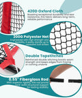 Close-up of Backyard Golf Net 10x7 Ft With Frame For Indoor And Outdoor Practice, material details and stitching in red and black