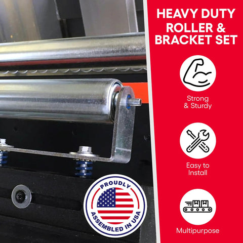 16 Inch Roller and Bracket Set for Conveyor and DIY Projects 1.5 Inch Diameter Galvanized Steel No Fuss Install Industrial Grade