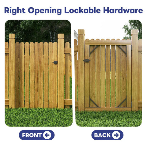 Heavy Duty Gate Bracket Kit For Wood Fences, Anti Sag Gate Building Set With Right Latch, Rust Proof Black Steel Corner Braces For 2x4 Lumber, All In One Hardware For Garden Shed And Driveway Gates