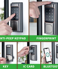 Keyless Entry Door Lock No Key Fumbles With Fingerprint And Keypad Bluetooth Smart Deadbolt For Front Door in use