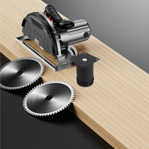 Adjustable Black Stainless Steel Furniture Legs 4 Pack With Height Adjustment and saw blades on wood surface