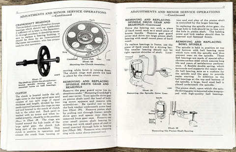 McCormick Cream Milk Separator Operator Manual for 2S 3S 4S 5S DIY Maintenance Guide Built to Last, Factory OEM Authored Service and Parts Manual for Farm Dairy Gear, Clear Hands On Instructions, Save Time and Frustration opened to bearing service pages