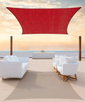 Red 8x12 Ft Rectangle Shade Sail Canopy UV Block UV Resistant Dope Heavy Duty Commercial Grade Outdoor Patio Carport
