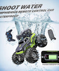 3-In-1 Amphibious RC Stunt Truck with Water Gun floating and spinning submerged underwater