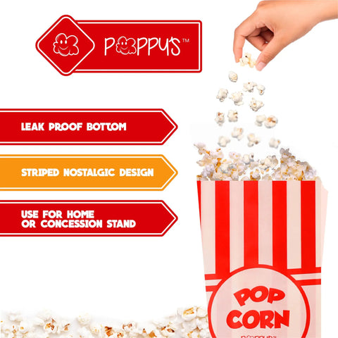 Carnival Themed 200 1oz Paper Popcorn Bags Concession Grade For Popcorn Machines And Popcorn Bars Perfect For Movie Nights Parties And Concessions Snack Station Supplies with red and white stripes