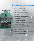 No Sweat One Hundred Ten Volt Electric Tube Bender Handles Round And Square Pipe Shapes With Hardened Steel Jigs For Quick Metal Fabrication. Product parameters displayed.