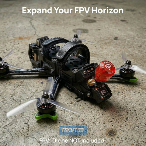 Quadcopter with Stubby 5.8G FPV Antenna RHCP 2.3dBi SMA Male Connector shown on textured surface