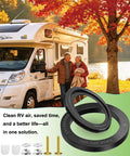 Heavy Duty RV Toilet Seal Repair Kit With Flush Ball Washer And Tough Bottom Gasket For Dometic 300 310 320 Camper Motorhome Rigs displayed with couple near an RV.