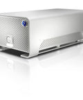 Thunderbolt Dual Drive Storage System 8TB Ultra Fast Data Transfer For Pro Workflows With Dual Thunderbolt Ports Dope Performance For Multi Stream HDV DVCPro HD XDCAM HD And ProRes 422, silver RAID enclosure