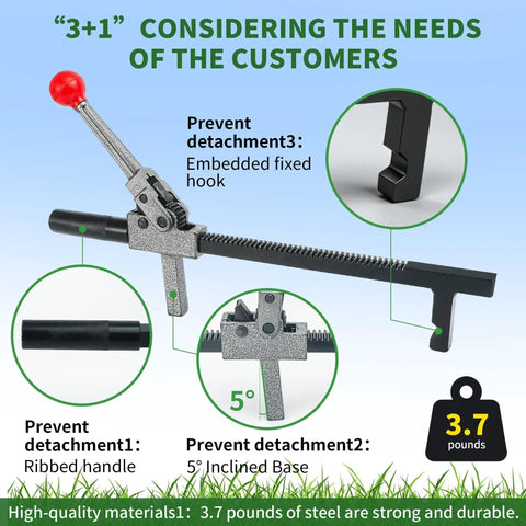 Chain Link Fence Stretcher Heavy Duty Ratcheting Wire Fence Tightener And Puller With Forged Steel Construction in detailed view