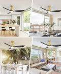 52 Inch Ceiling Fan With Lights And Remote Quiet Dc Motor 3 Reversible Blades Dope Modern Gold And Black Finish