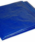 All Purpose Blue Poly Tarp 20 By 30 Feet Built Tough For DIY with folded edges showing grommets and dual laminated fabric