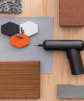 Cordless Screwdriver With USB C Charging, 3.6V 2000mAh Battery, shown with 12 S2 bits on wooden surface