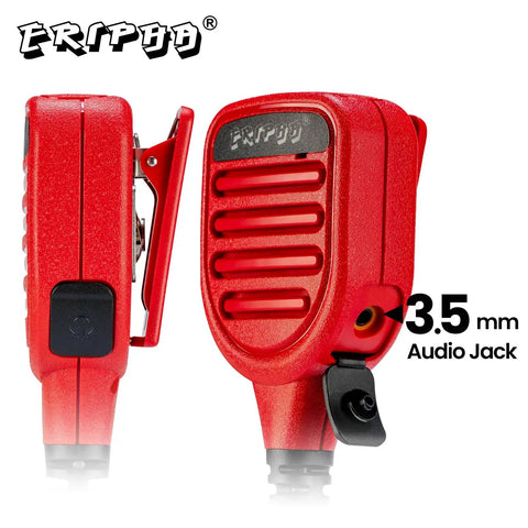 Red Speaker Microphone for Kenwood Two Way Radios Waterproof IP56 Shoulder Mount With 3.5mm Jack Heavy Duty PU Cable