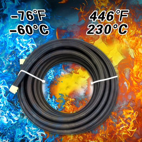 Pro Grade 26 Ft AN6 PTFE Fuel Line Kit With Nylon Stainless Braided Hose For LS Swap EFI E85 coiled with temperature ratings