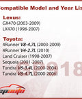 Compatible models list for Go-To Engine Air Filter Replacement For Toyota 4Runner V8 And Tundra 3.4L/4.7L Land Cruiser Sequoia Lexus GX470 LX470 CA8918
