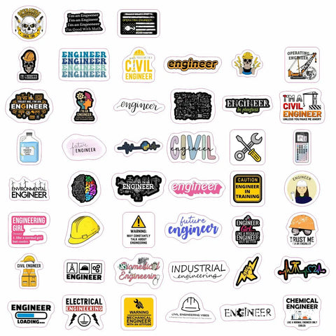 Engineering Stickers Pack For Water Bottles And Laptops Waterproof Vinyl Decals For Engineers Gift Ideas For Women And Men