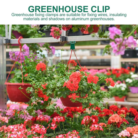 Greenhouse Plant Clips Set Aluminum Shade Net Fixing Clamps And T Type Brackets For Veg Garden And Flower Hangers 50 Pack Quick Install Keeps Netting Tidy And Plants Secure