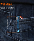 Your Go To Everyday Carry Folding Pocket Knife With 3.39 Inch 14C28N Blade, G10 Handle, visible in jeans pocket