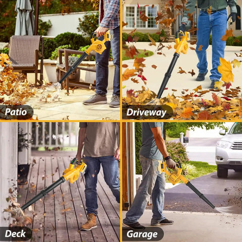 Cordless Leaf Blower With DeWalt 20V Battery 200 CFM Variable Speed Includes Two 3Ah Batteries And Charger Powerful Yard Care Tool used on patio, driveway, deck, and garage