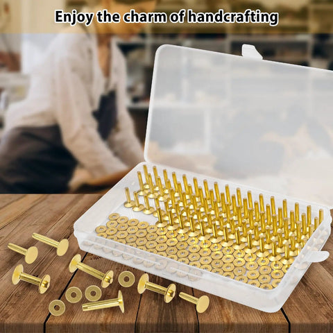 Straight Up Top Shelf Brass Leather Rivet Kit With 154 Pieces Of Durable Hardware Fasteners Ready For Any DIY Craft Or Repair Job Comes With Two Stud Lengths And A Snug Carry Case