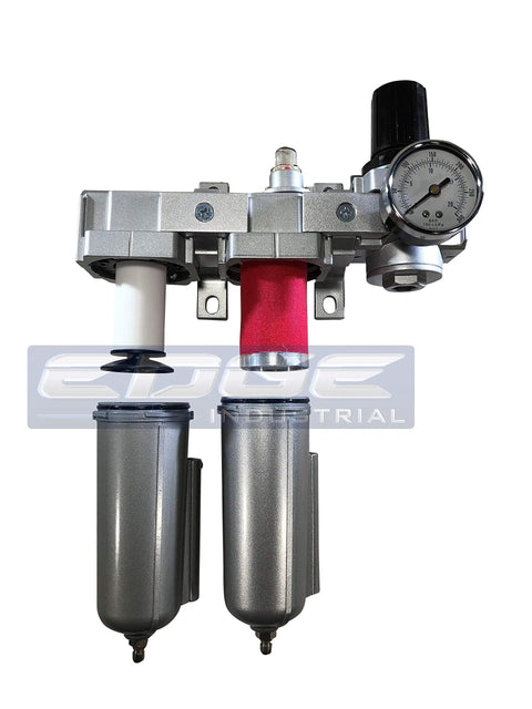 Three Stage Air Drying System With Particulate Filter 0.01 Micron Coalescing Filter And Air Pressure Regulator Modular Combo