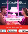 Couple enjoying dinner with Color Changing WiFi Smart Light Bulb No Hub Needed A19 RGB LED Bulb Compatible With Alexa