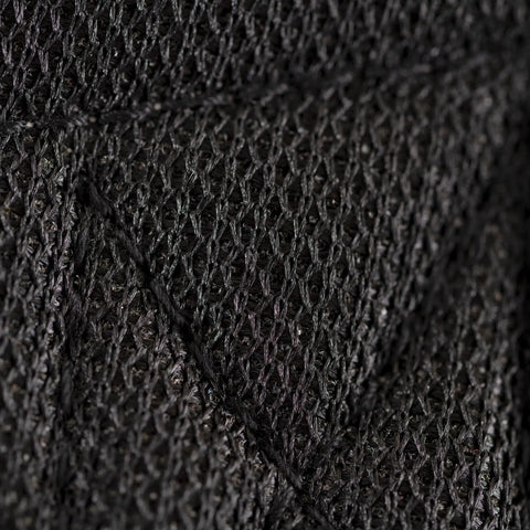 Close-up of black fabric texture on One Size Fits All Carpenter And Framer Construction Rig With Suspenders And Two Bag Tool Belt 24 Pockets