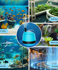 Image of 700GPH Submersible Water Pump Ultra Quiet With 8Ft Lift Bottom Suction Pond Pump for Fountains, Waterfalls, Koi Ponds, Aquarium, and Hydroponics Includes 3 Nozzles 40W 2600LPH in different aquatic settings.
