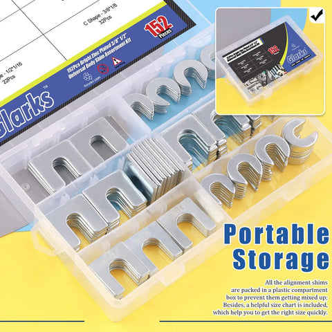 152 Piece Universal Body Shim Kit For Auto Alignment Three Eighths Inch And One Half Inch Shims C Type And U Type Assortment