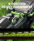 40 Volt 17 Inch Electric Lawn Mower And 12 Inch String Trimmer Combo Kit With Dual 4Ah Batteries And Dual Chargers Brushless Quiet Power For Yards Easy Start Lightweight All In One Yard Care, 6-position height adjustment dial
