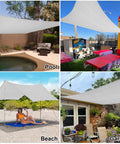 Rectangular Shade Sail 16 By 16 Feet Light Gray UV Blocking Sun Shade Canopy over pool, patio, beach, and garden areas.
