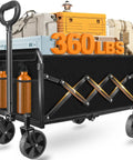 Foldable Collapsible Wagon Cart With 360 Degree All Terrain Wheels Grab And Go Utility Wagon for groceries and park storage