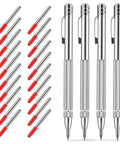 4 Pack Tungsten Carbide Scriber Tool Set With Magnet, Pro Grade Metal Engraving Pen, 20 Replacement Tips, Durable Aluminum Handle