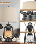 Set Of 2 Farmhouse Table Lamps For Living Room With 3 Way Dimmable Touch Control And USB Ports, Cozy rustic look and details