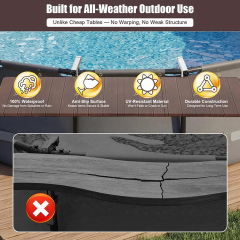 All In One Above Ground Pool Bar Table For Outdoor Fun, Heavy Duty 110 Lbs, 47.2 Inch Poolside Bar Shelf Deck Attachment