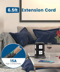 Beefy Power Strip Tower With Eight Outlets And Four USB Ports 3000W 15A Heavy Duty 6.5ft 14 AWG Cord in living room.