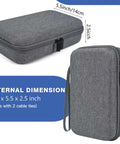 Built Like A Beast Electronic Organizer Travel Case For MacBook Power Adapters Cables Power Bank SD Cards Hard Drives Waterproof Shockproof Gear Hauler Carry Bag Grey dimensions shown with zipper and handle.