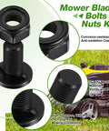 Lawn Mower Blade Replacement Kit with bolts and nuts for 21-inch dual mowers, anti-oxidation coated metal, detail view.