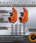 Beefy Heavy Duty Quick Release Shovel Mount For Truck Bed And Roof Rack with zinc alloy body and secure rubber clamps