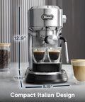 Barista Worthy Home Espresso Machine With Milk Frother, 15 Bar Pump, Stainless Steel Design, Temperature Control