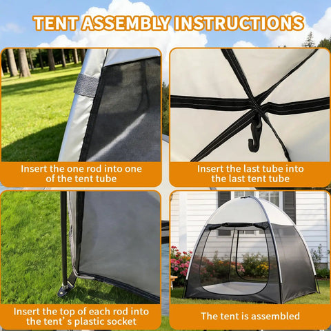 Screen House Tent 10 By 10 Portable Canopy With Floor Mosquito Net Outdoor Room assembly instructions